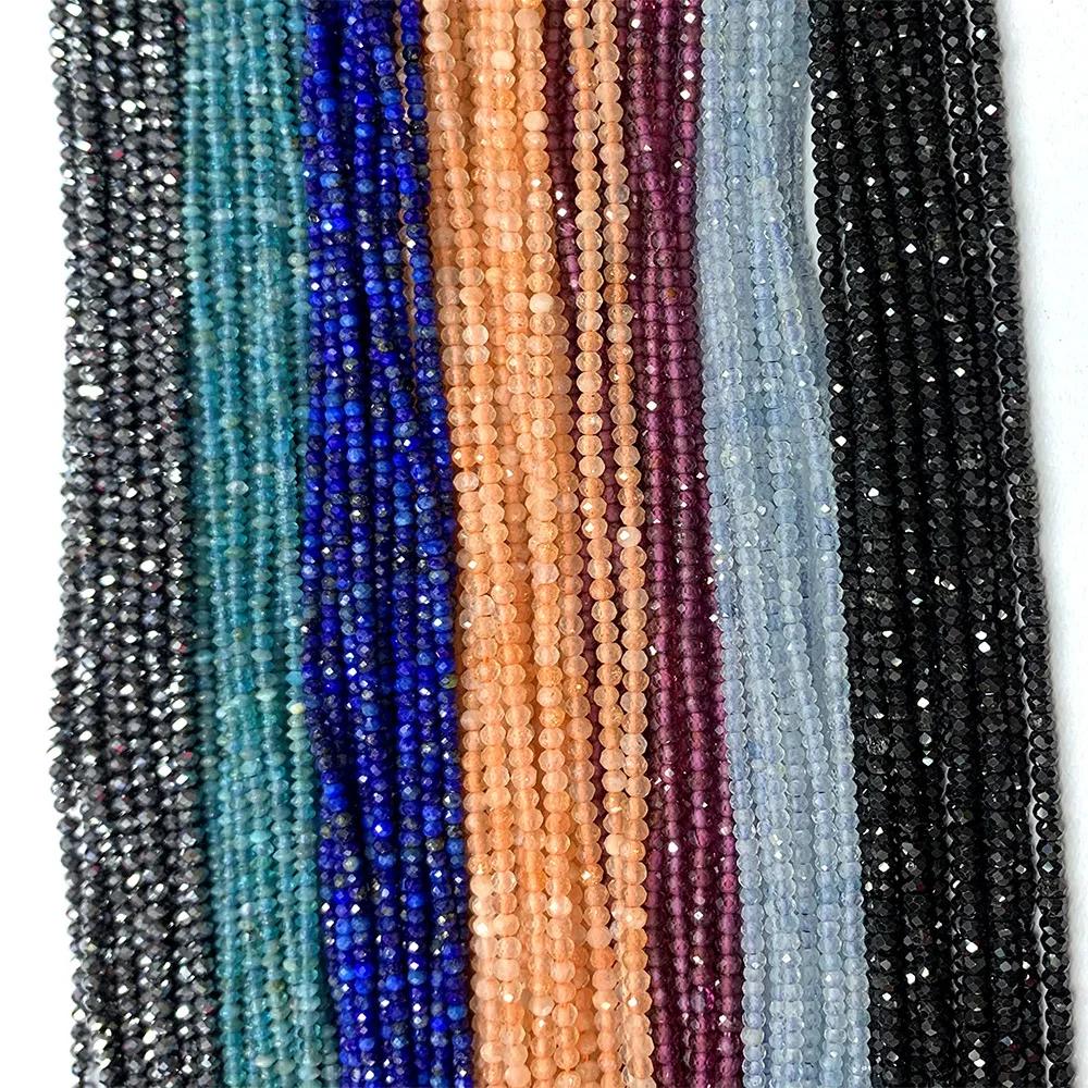 Veemake Natural Faceted Rondelle Beads Spinel Ruby Sapphire Opal Apatite Tourmaline Tanzanite Emerald Diopside Aquamarine R2