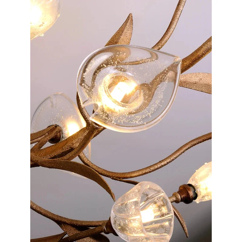 Postmodern Living Room Chandelier Villa Crystal Dining Room Lamp Copper Study Tea Room Bar Table Flower Chandelier