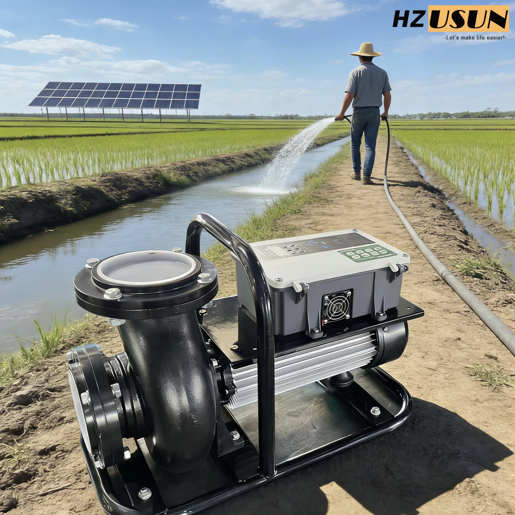 4'' Solar Pump Hybrid Solar Centrifugal Surface  River Water Pump High Volume Farm Agriculture Irrigation AC/DC Powered Pump Kit