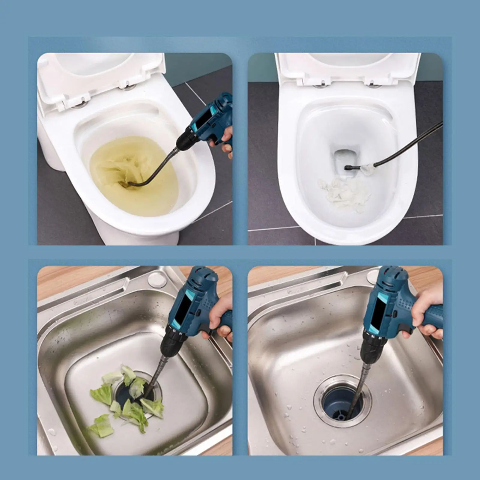 Drain Snake 4M Flexible Pipe Unclogger Manual/Electric Drainage Cleaner Tool Sink Toilet Bathtub Shower Sewer Clog Removal view 5