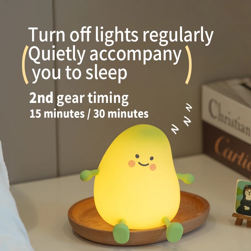 Luce notturna in silicone Mango, sonno temporizzato, atmosfera rilassante, luce pat, ornamento creativo, supporto per telefono, regalo per le vacanze