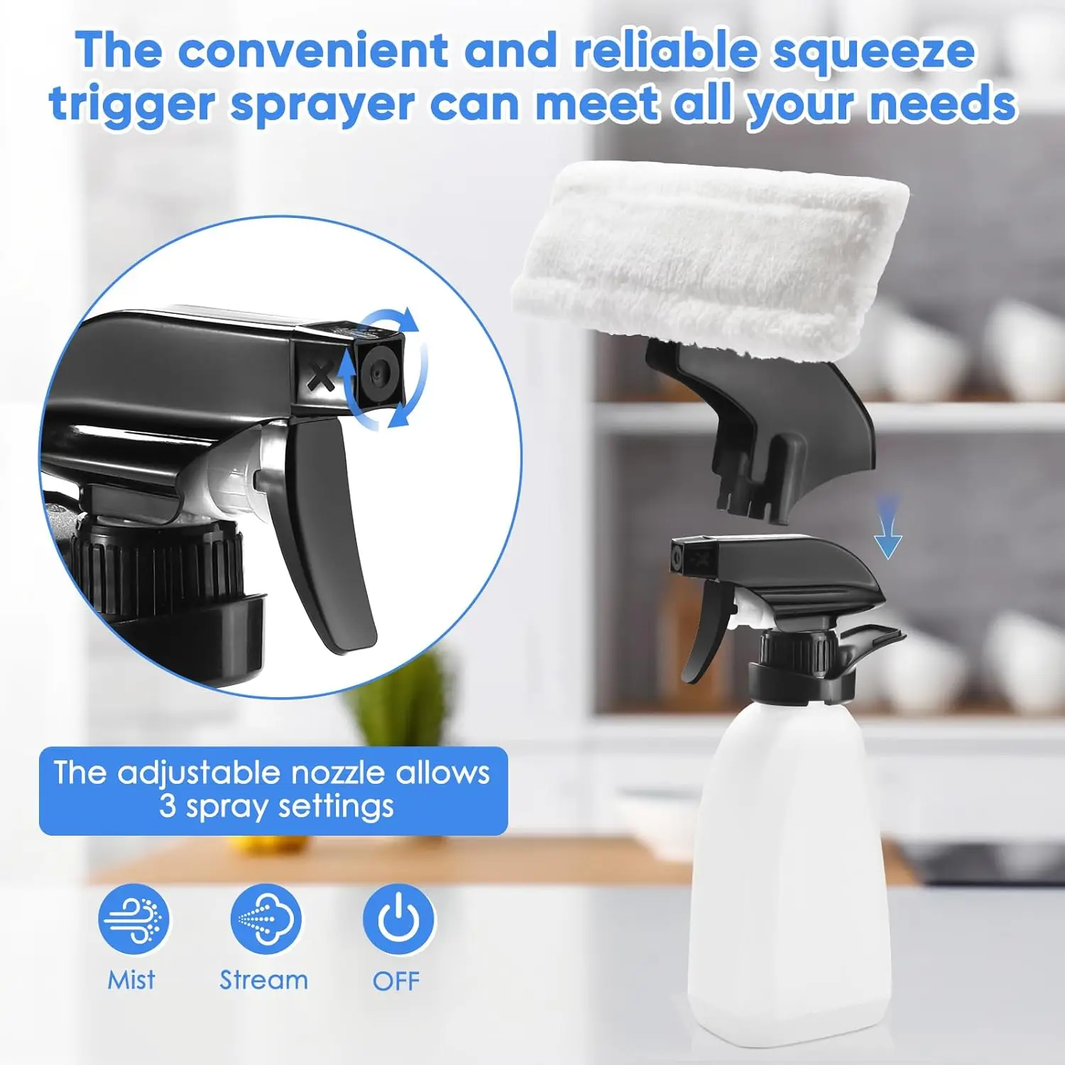 Window Vacuum Squeegee Cordless, Handheld Window Vac with Multi-Purpose Spray Bottle & Microfiber Cloth, Electric Cleaning Tool
