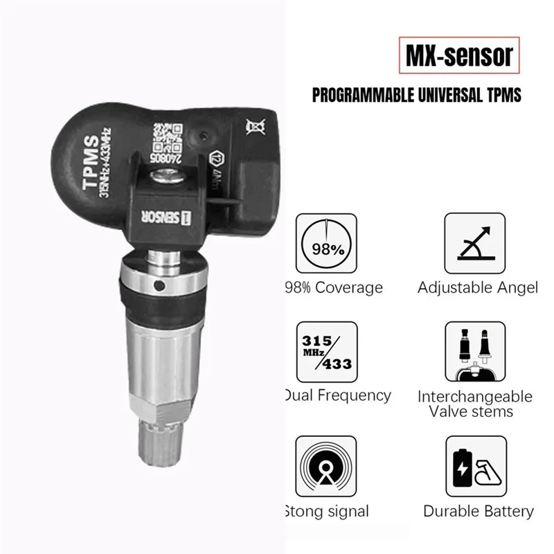 

B07A-10Pcs TPMS Tire Pressure Sensor Programmable For Autel Tool TS408 TS508 ITS600 315MHZ+433Mhz 2 In 1 MX Sensor Monitor