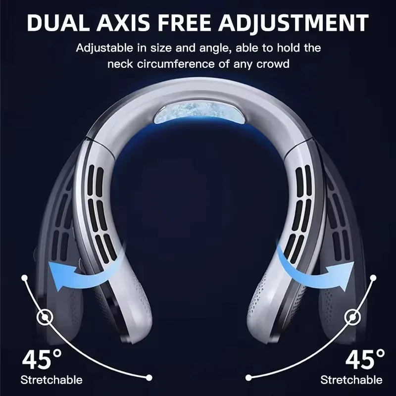 مروحة الرقبة المحمولة 5000 مللي أمبير مروحة قابلة للشحن صغيرة 3 سرعات الرياح الكبيرة في الهواء الطلق مروحة كهربائية صامتة للمنزل التخييم في الهواء الطلق