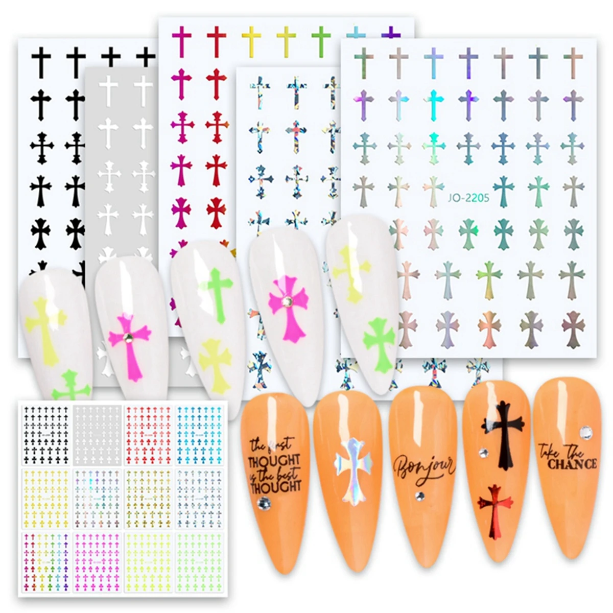 Women Nail Art Sticker New Hot INS Style 12 Colors Cross Solid Color Nail DIY Decoration Decals