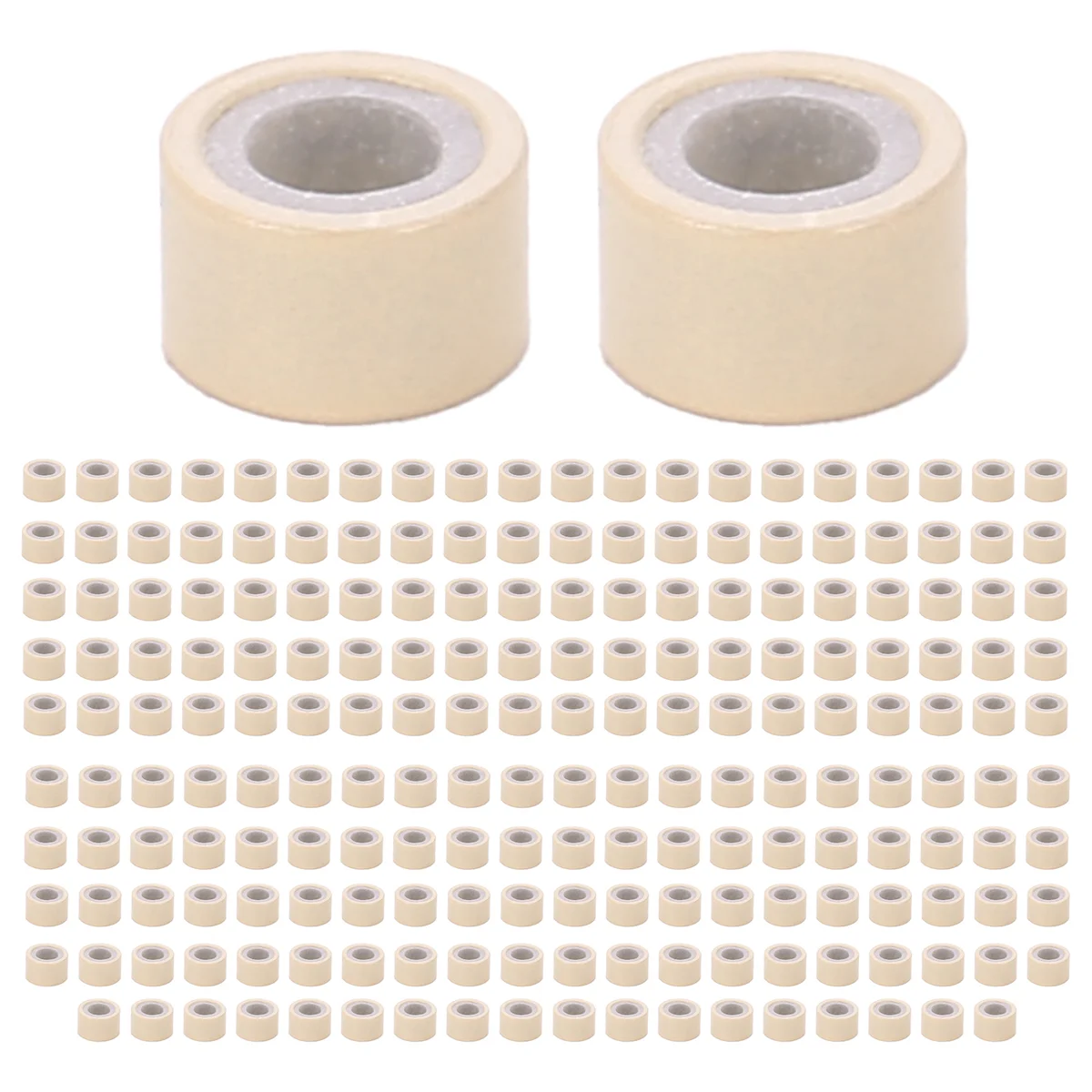 200 micro anelli rivestiti in silicone di colore biondo da 5 mm, collegamenti perline, per estensioni dei capelli