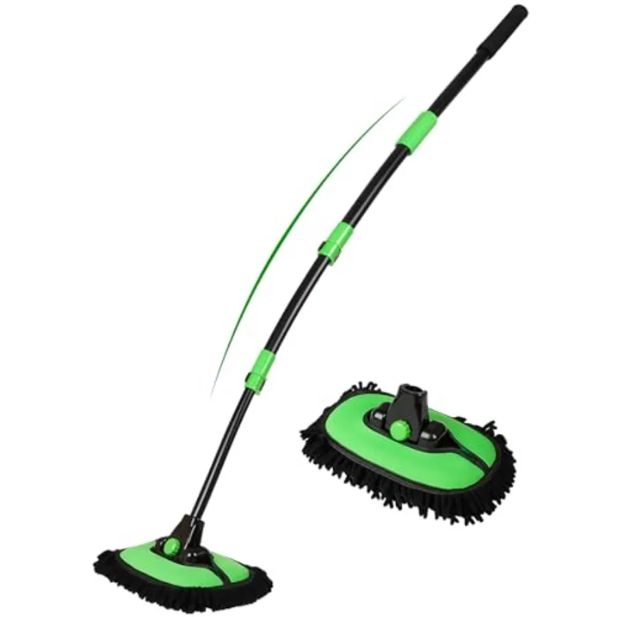 

53-inch 15-degree curved car wash brush with extended ergonomic handle and high-density chenille soft bristles ideal for detail