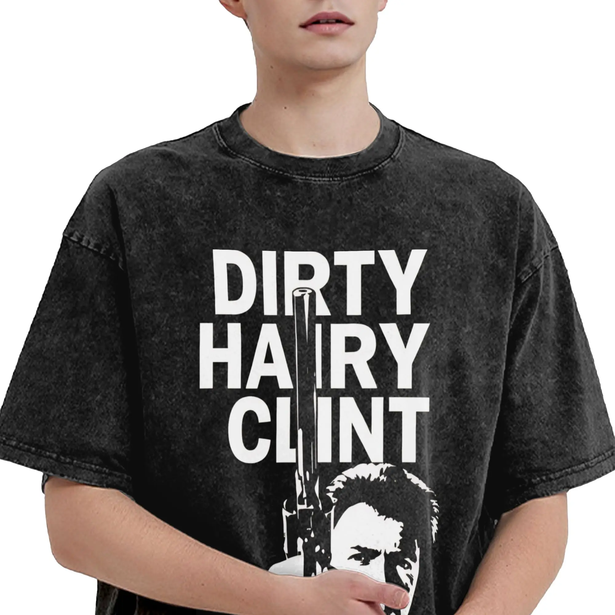 Dirty Harry Clint Eastwood Merch Washed T Shirts Men Women Streetwear Hip Hop T-Shirts Graphic Printed  Tees Tops Short Sleeve