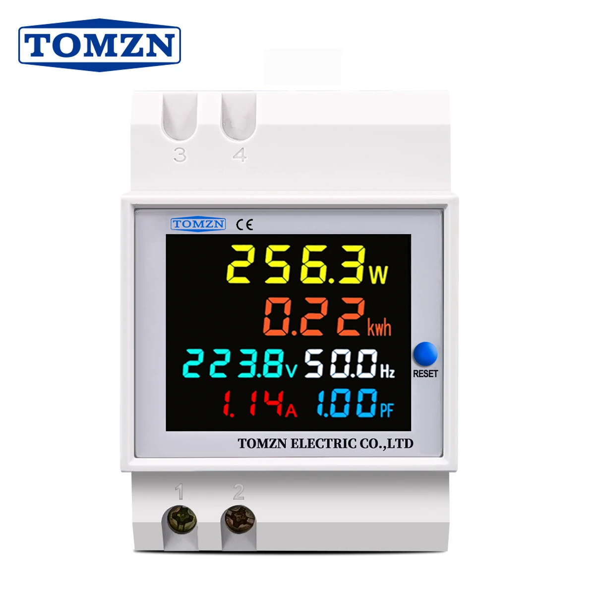 Tomzn-電気エネルギー周波数計,6in 1 DINレール,acモニター,電圧電流,電力率アクティブ,kwh,ボルト,amp,110v,220v,100a