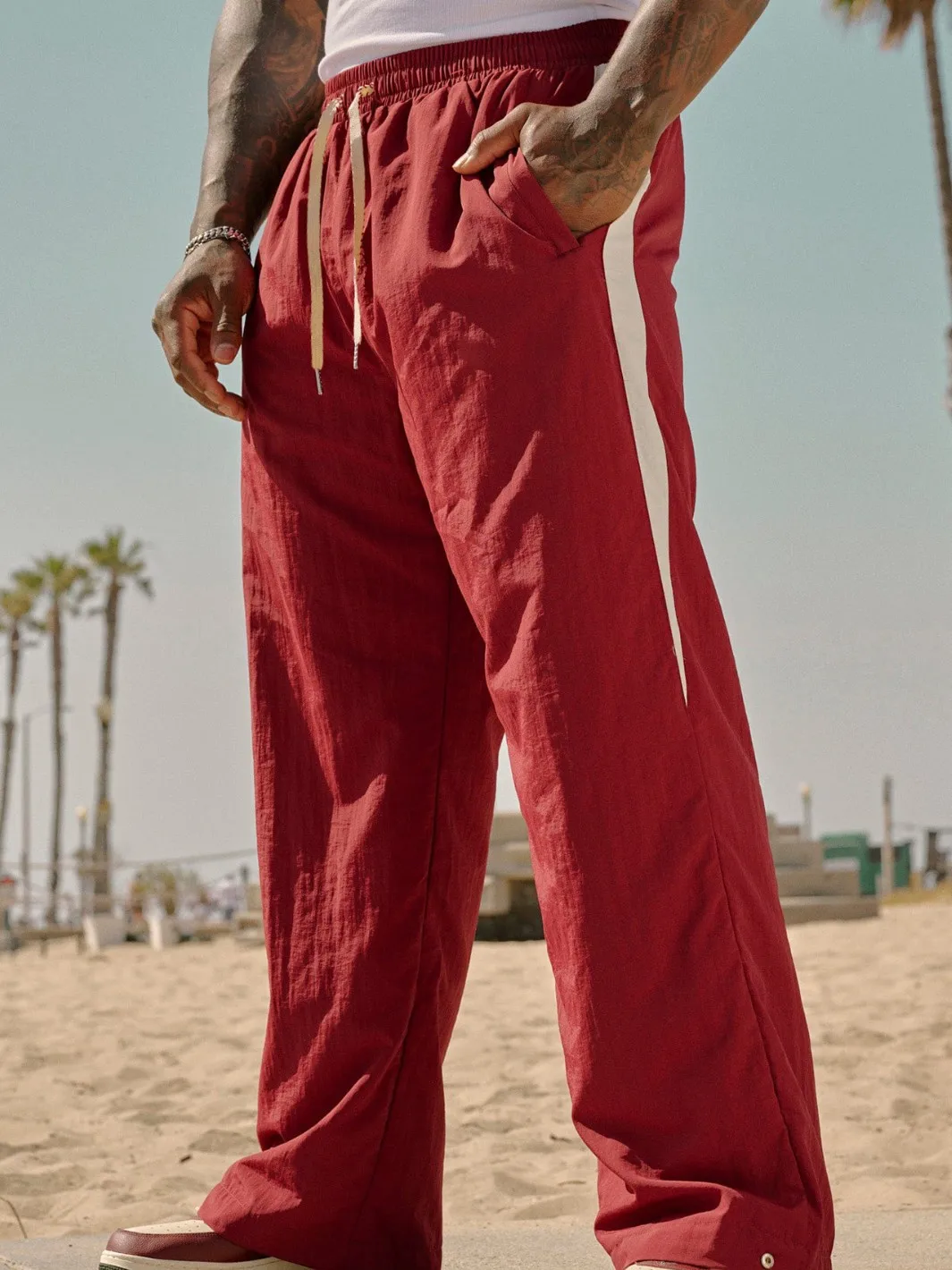 

2026 new men's cotton and linen pants, loose and cool casual pants, elastic waist pants, casual oversized street wear, lightweig