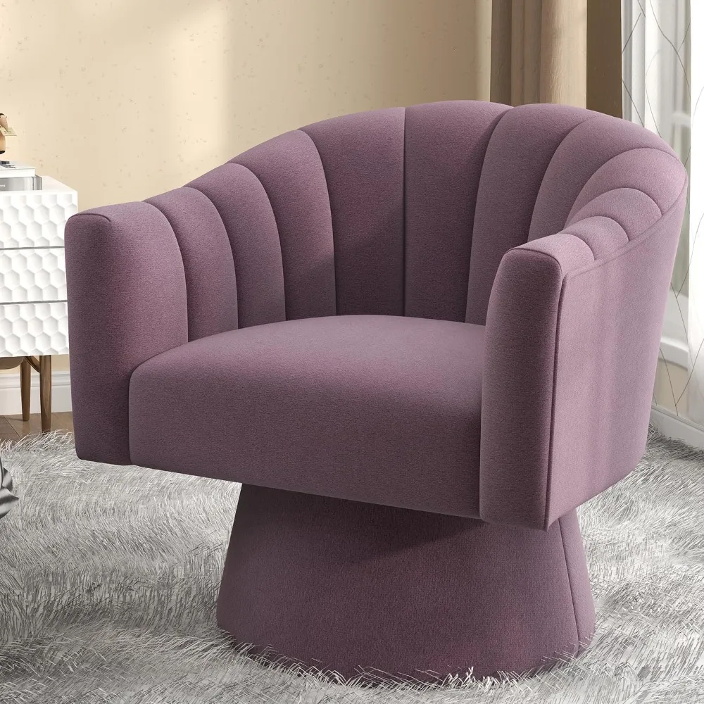 Silla decorativa giratoria, tapizada de terciopelo 360 ° Silla de barril giratoria para sala de estar, silla de lectura hinchable relleno, sillón redondo