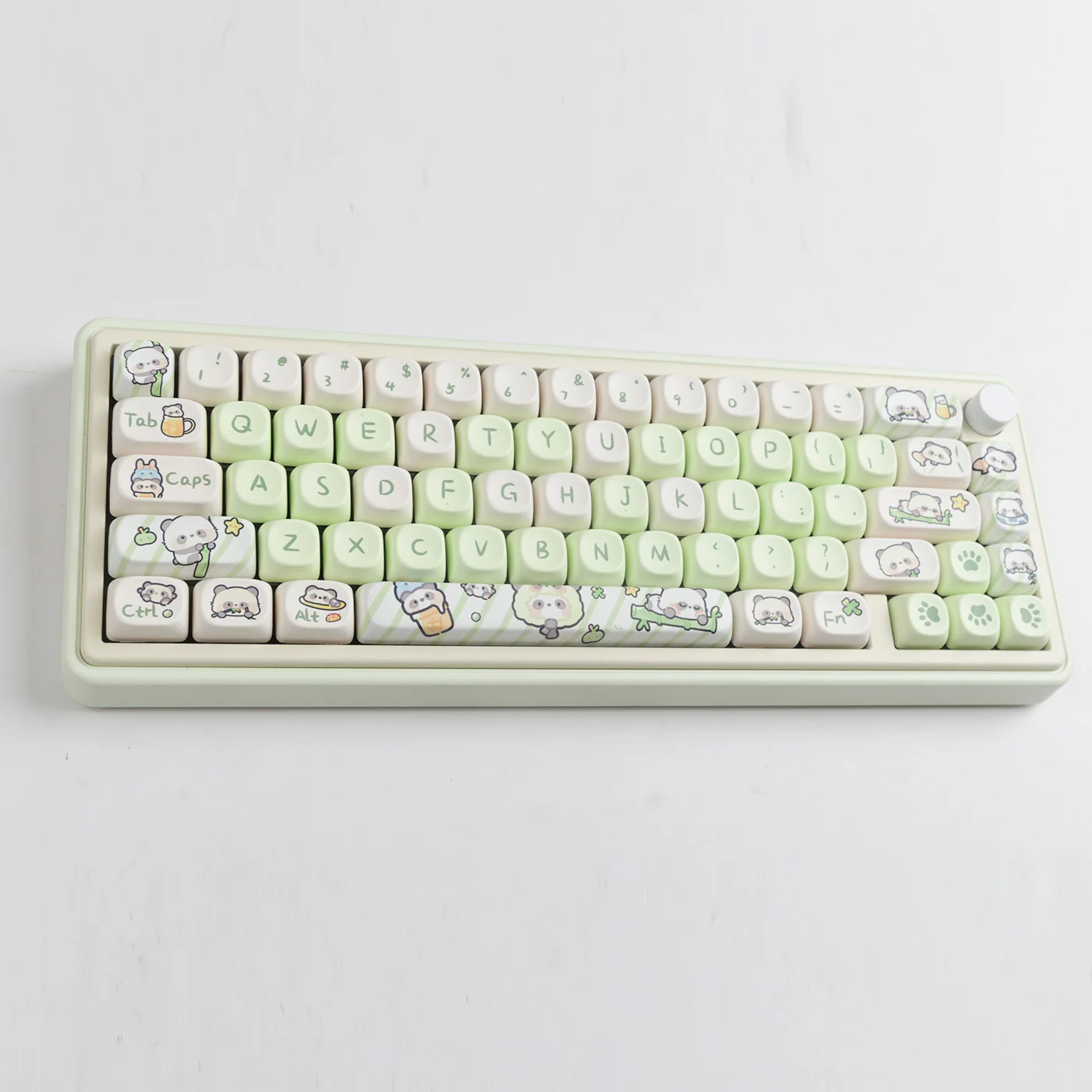 Milk green PANDA keycap panda cute MOA height cube thermal sublimation Ningzhi 68 75 98 S99 104