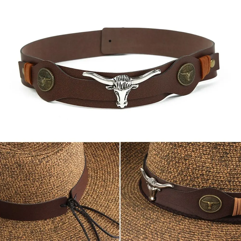 Fashion PU Cowhead Belt Adjustable Handmade Belt Buckles Handwoven Belt Accessories Outdoor
