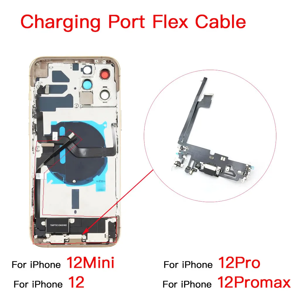 

Charging Port Flex Cable For iPhone 12 12Mini Pro Max USB Charger Dock Microphone And Signal Antenna Replacement