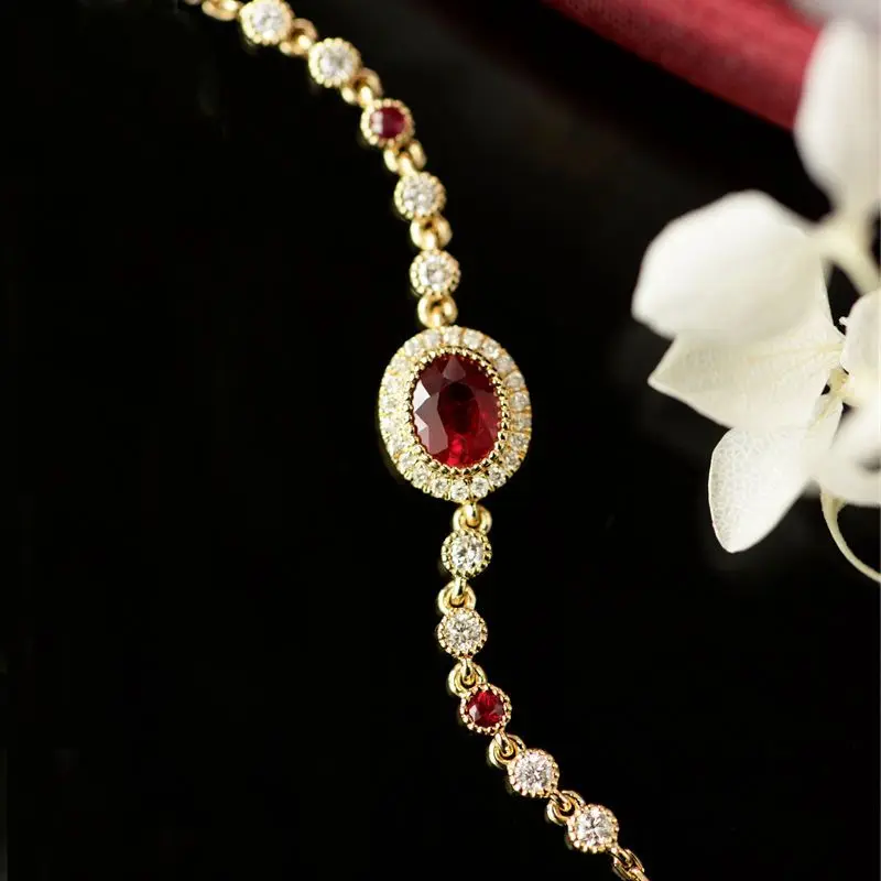 

Classic Ruby vintage charm bracelet for women showy classics dazzling bangles Engagement banquet silver jewelry gift