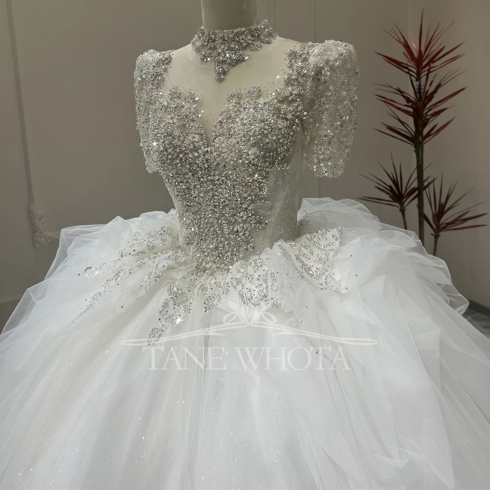 Embroidery Organza - Suknia ślubna damska z dekoltem typu