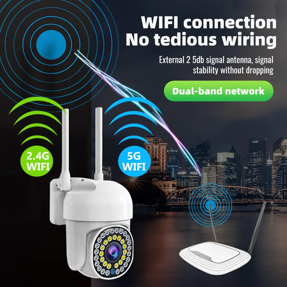 كاميرا IP الأمن واي فاي 2MP اللون للرؤية الليلية كاميرا المنزل تتبع إنذار التحكم عن بعد مسجل فيديو كاميرا مقاومة للماء في الهواء الطلق #5