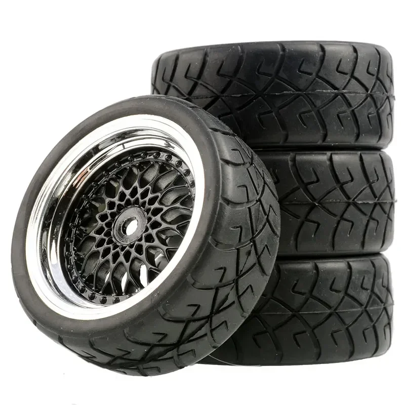 4PCS 65mm 1/10 Rubber Tire RC Racing Car Tires On Road Wheel Rim For HSP HPI RC Car Part Diameter 65mm Tires 94123-94122