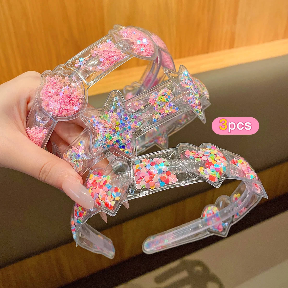 3 colorful flowing sofa hoops with sweet and cute hair clips suitable for daily use as hair accessories