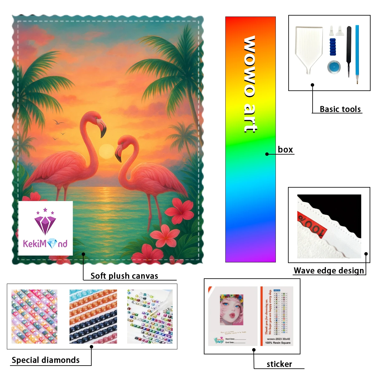 

【kekim_ Diamond Art】Two flamingos 100% resin FD+ab+xc Diamond Stamping Kit Perfect Masterpiece worth Buying