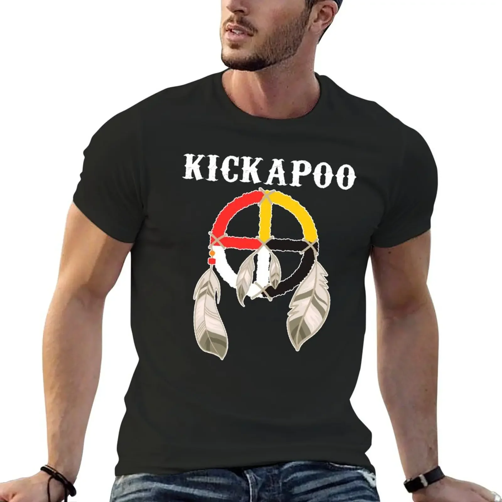 

Kickapoo Tribe Nation Native Medicine Wheel T-Shirt blanks graphics plain tees black t shirts for men