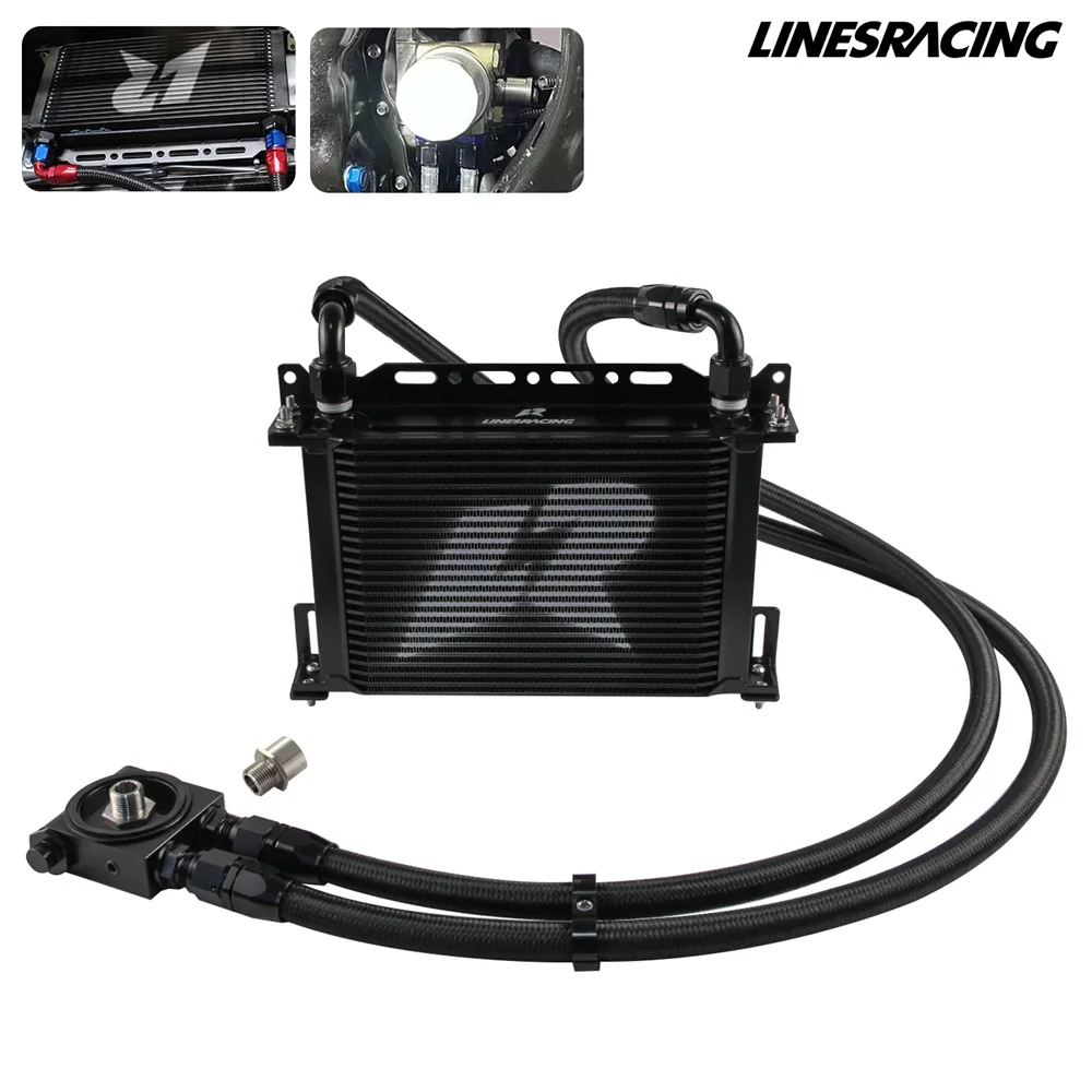 ชุดอุปกรณ์ระบายความร้อนน้ำมัน LR AN10 25 แถว + ชุดแผ่นรองเทอร์โมสตัท 73 องศา สีดำ