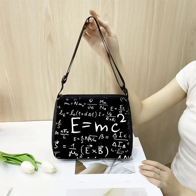 Funny Math Formula Print Shoulder Bag Physics Mathematics Women Handbag Math Crossbody Bag for Travel Phone Holder Messenger Bag