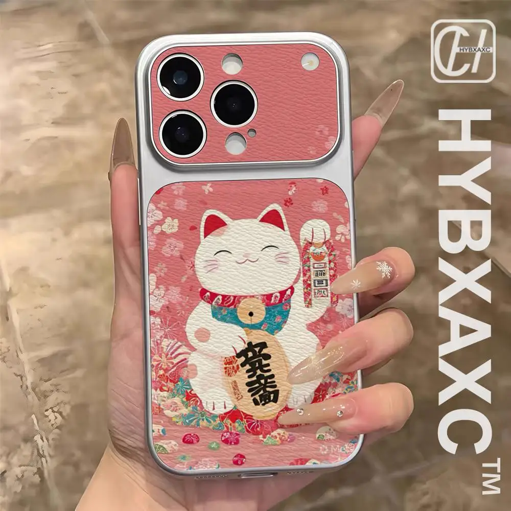 Coque de téléphone Maneki Neko porte-bonheur style japonais Sakura, Housse souple antichoc mignonne et porte-bonheur pour iPhone 17-11 tous modèles