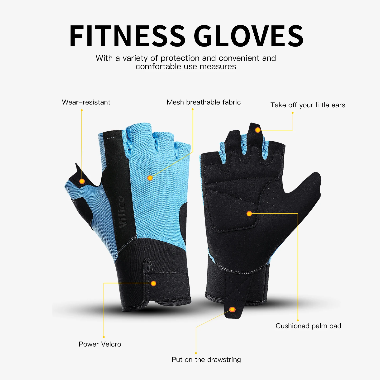 Kyncilor Outdoor Cycling Fitness Half Finger Breathable Comfortable Wear-resistant Shock-absorbing Multi scene Sports Gloves