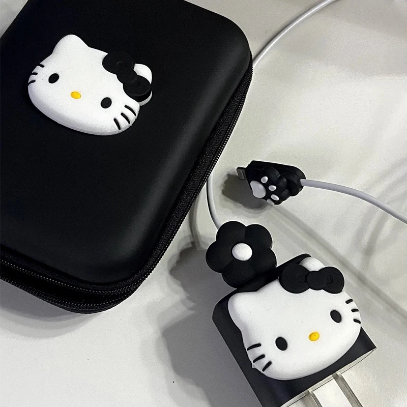 Kawaii لطيف ثلاثية الأبعاد القط كابل بيانات حقيبة التخزين الديكور الكرتون الكورية موضة القط صندوق تخزين مجموعة هدية عيد ميلاد