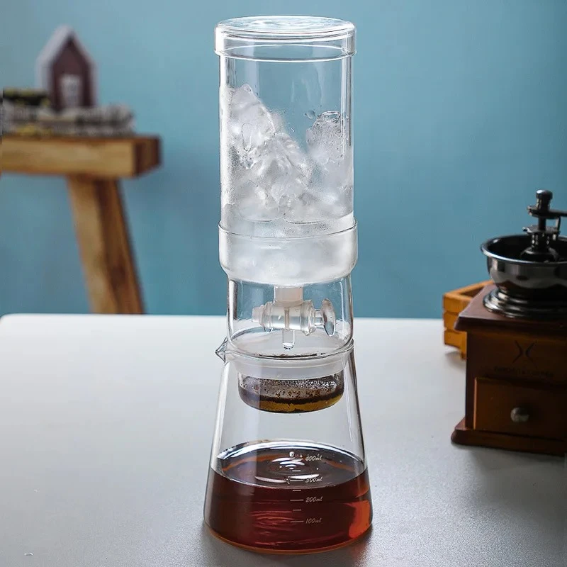High Transparent Glass Cold Drip Coffee Pot Full Set, Heat Resistant Household Coffee Brewing Equipment