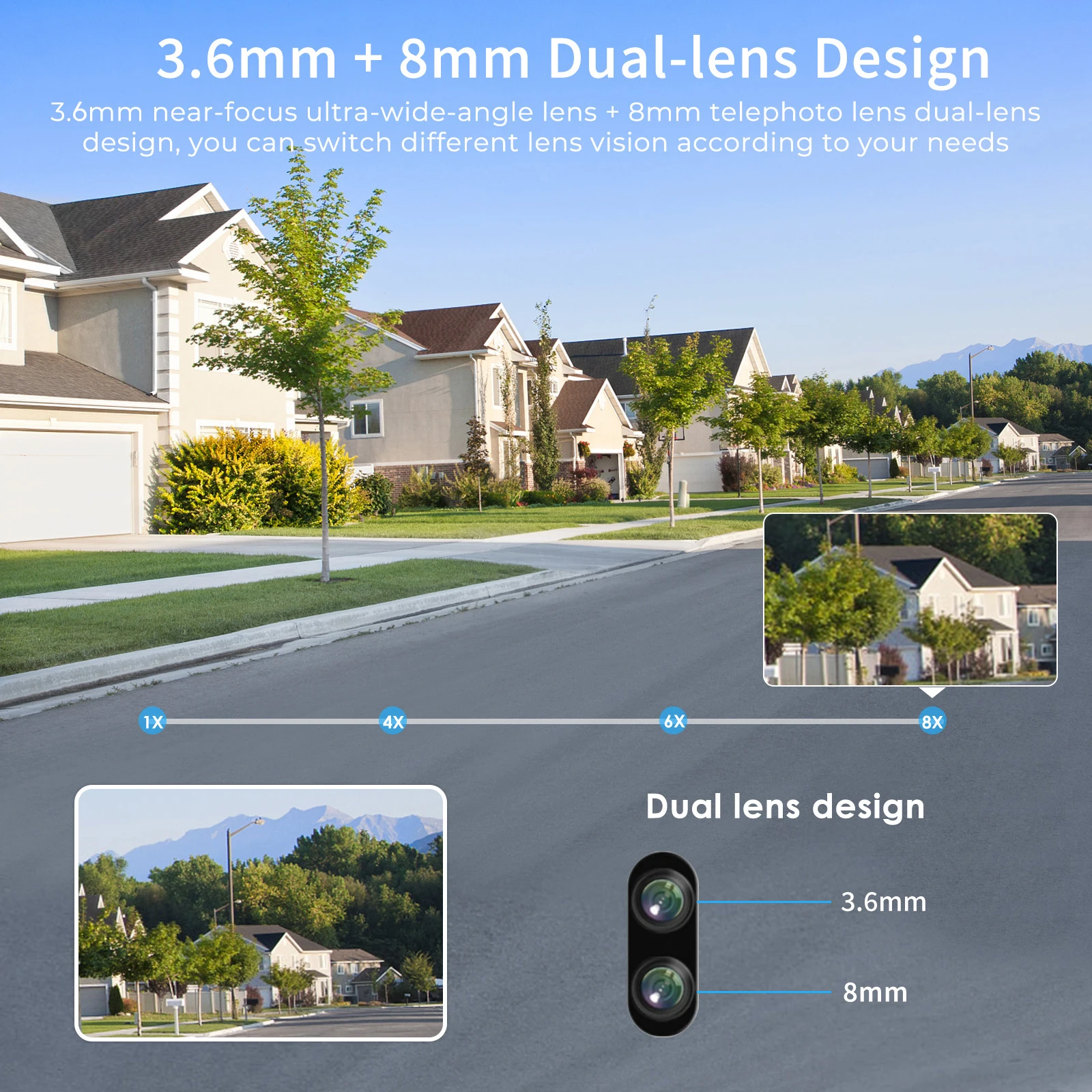 8mp Hd Ptz Wifi 4K Dubbele Lens Schermcamera Auto Tracking Huisbeveiliging Bewegingsdetectie Outdoor Ip Cctv Survalanc Cam