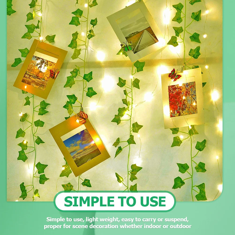 4 قطعة أوراق الكرمة ضوء سلسلة 20 Led الخرز الدافئة الأبيض البلاستيك Led سلسلة أضواء لغرفة ديكور جارلاند معلقة في الهواء الطلق داخلي #1