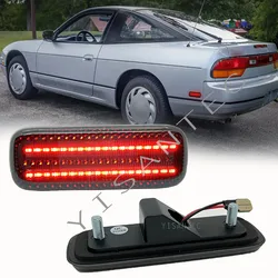 For 1989 1990-1994 Nissan 240SX S13 Rear Bumper Fender RED Parking Signal Lamps LED Side Marker Lights Black Lens Canbus IP67