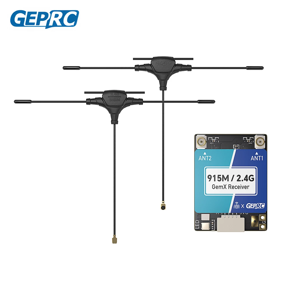 

GEPRC ELRS 915M/2.4G GemX Gemini Receiver 25-1000Hz Refresh Rate, Voltage 5V, Return Power 100mw, Antenna for RC FPV Drone