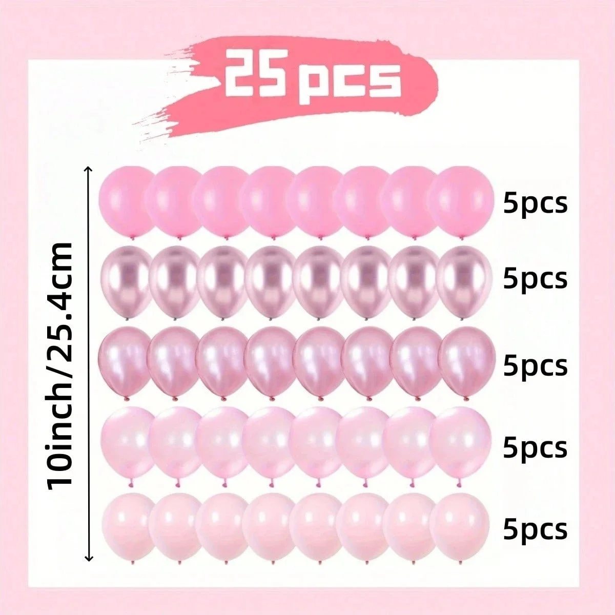 50-teiliges rosa Ballon-Set – verchromtes Rosa, Perlrosa, Macaron-Rosa und verschiedene weiche rosa Farbtöne, geeignet zum Dekorieren von Hintergründen