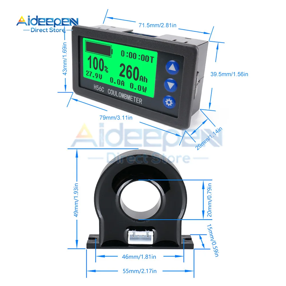 Imagem -05 - Monitor de Bateria Hall Coulomb Meter dc 9100v 100a 400a Lifepo4 Chumbo-ácido Li-ion Capacidade de Lítio Exposição do Poder 12v 24v 36v 48v