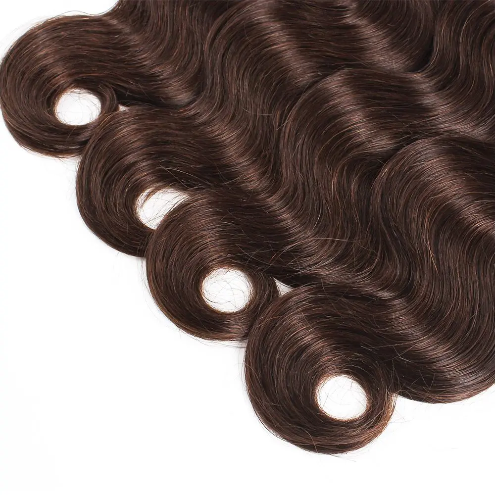 Warna gelombang air #2 bundel rambut gelombang dalam 1/3/4 buah ekstensi rambut manusia Peru coklat gelap 10 hingga 24 inci rambut pakan remy