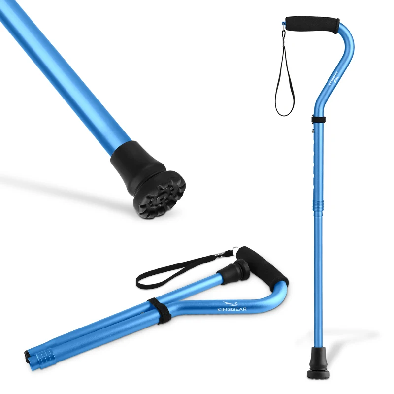 RTS Single Bigger Base Folding Adjustable Aluminum Alloy Walking Stick Cane