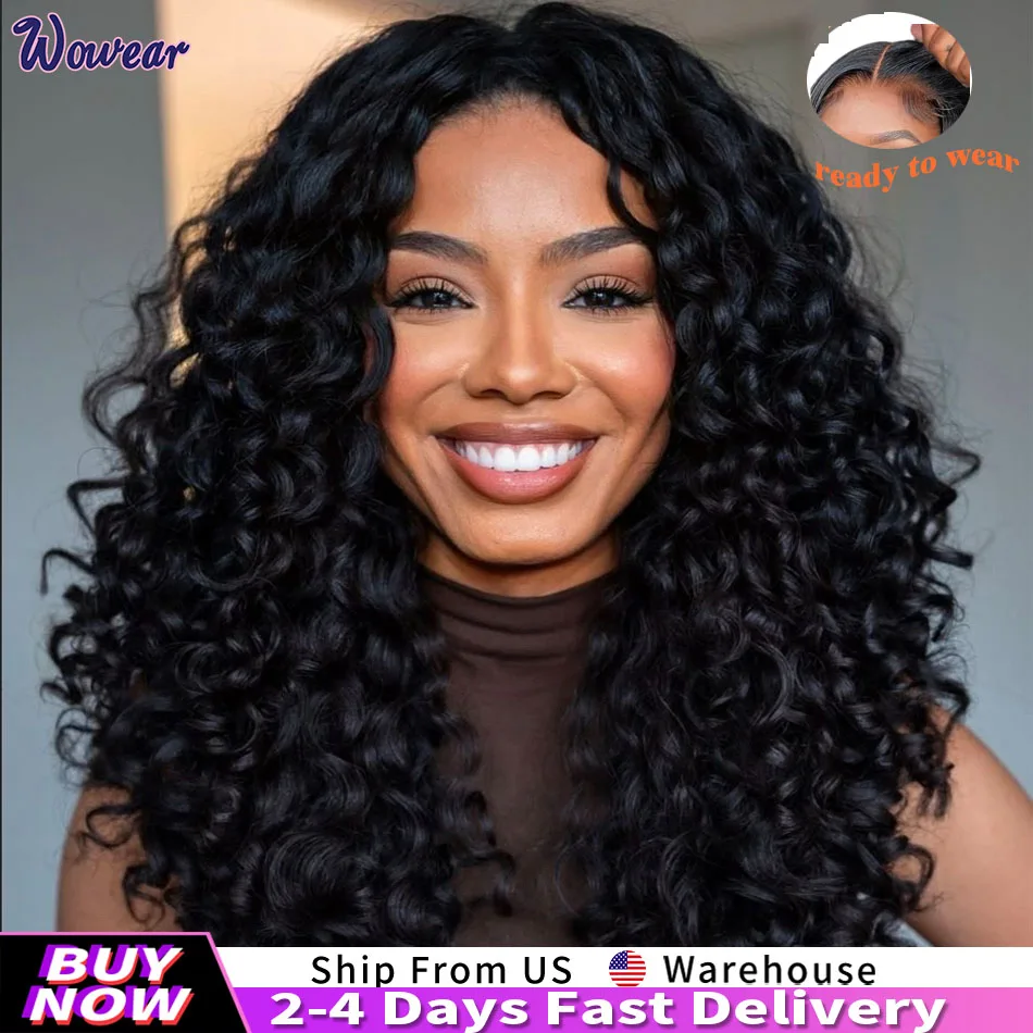 

40-дюймовый прямой парик без клея, из натуральных человеческих волос, 4x4, готовый к носке, предварительно прорезанный, 5x5, с эффектом водной волны, кудрявый, 200% плотность, женский, бразильские парики