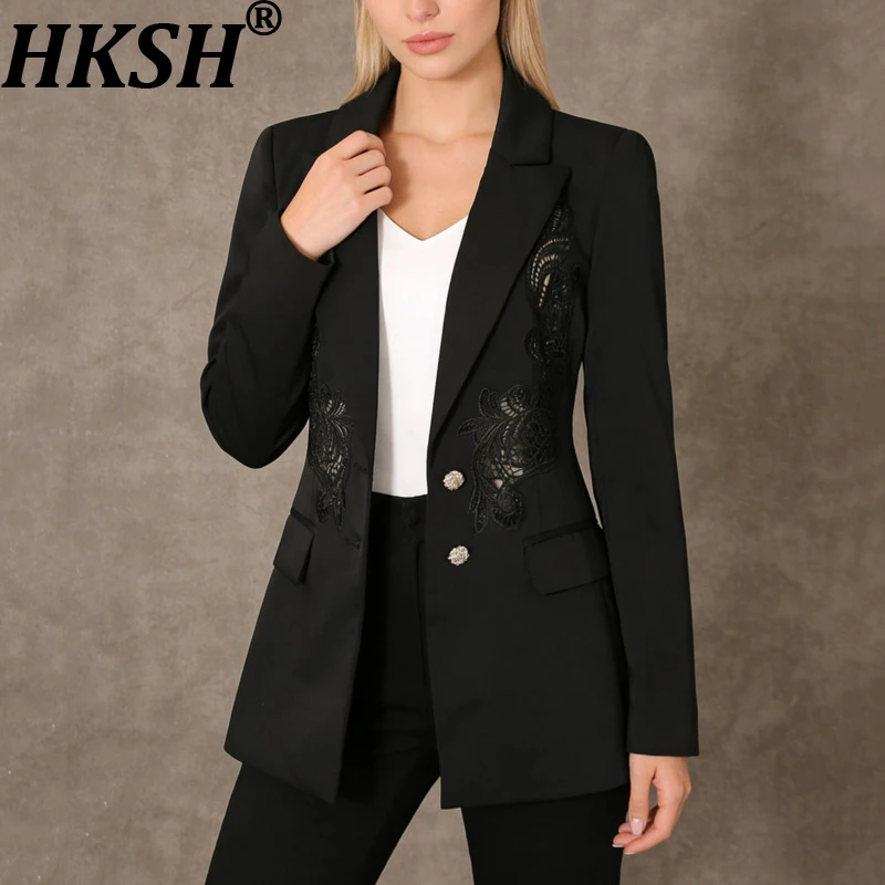 

Женский шикарный блейзер HKSH: элегантный трендовый жакет с вырезами, приталенный, на одной пуговице, новинка весны 2026 HK19542