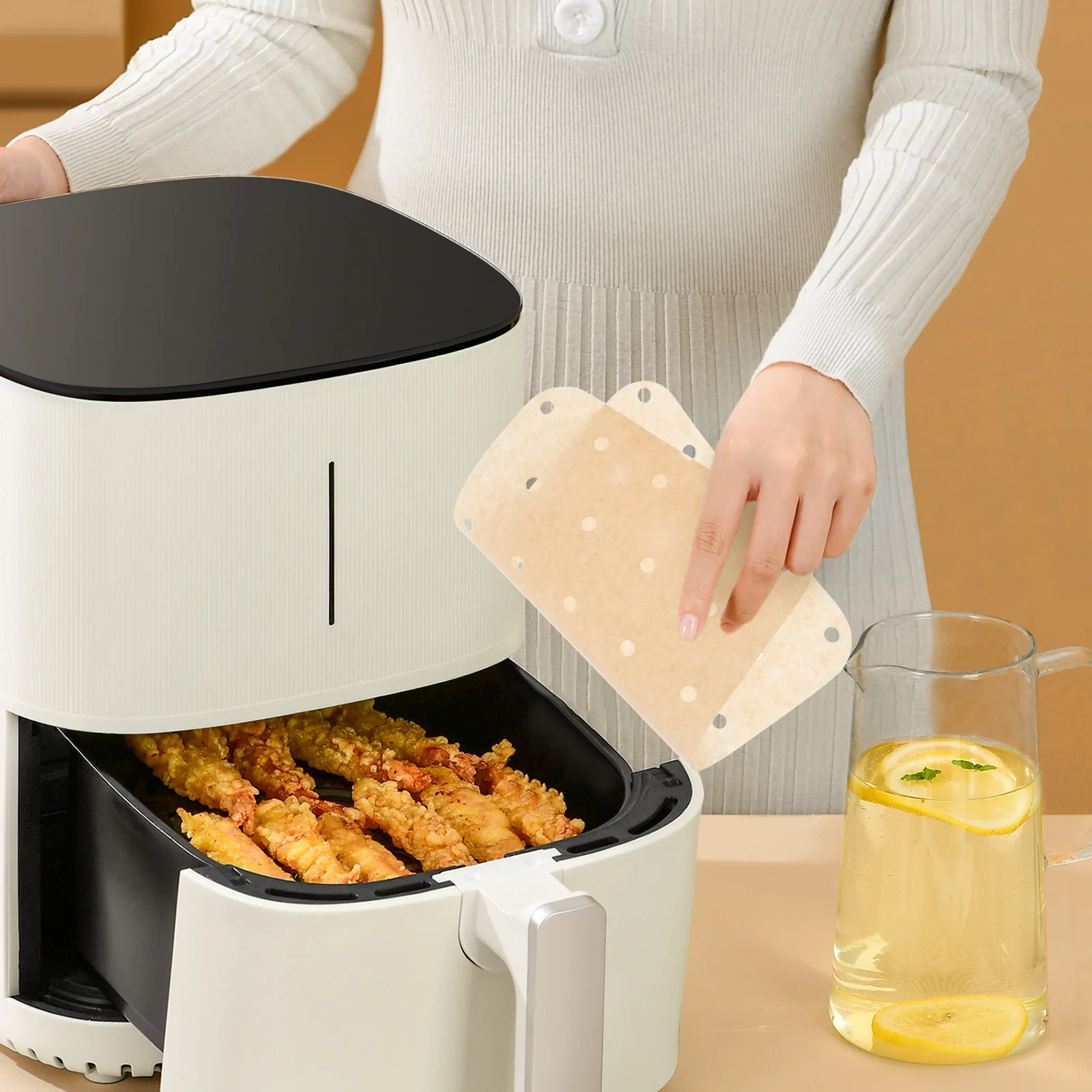 

100pcs Air Fryer Oil Absorbing Paper Sheets Nonstick Baking Liners For Oven Microwave Cooking Grease Absorbent Parchment Paper
