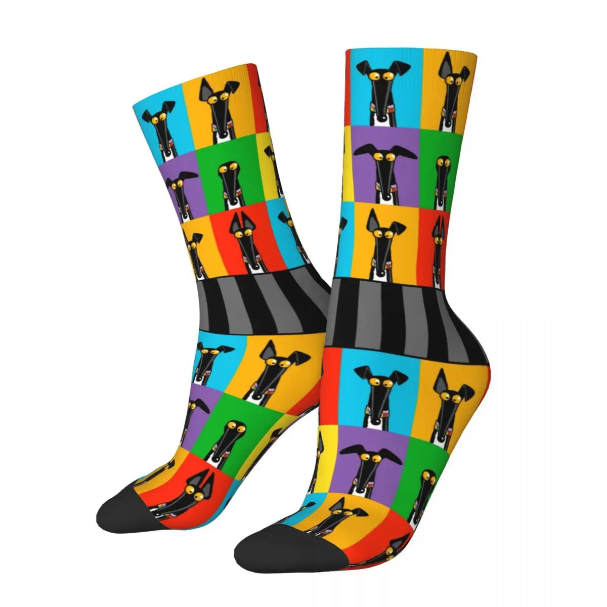 Winter Warm Hip-hop Unisex Greyhound Semaphore Socks Whippet Lurcher Dog Animal Lover Non-slip Basketball Socks