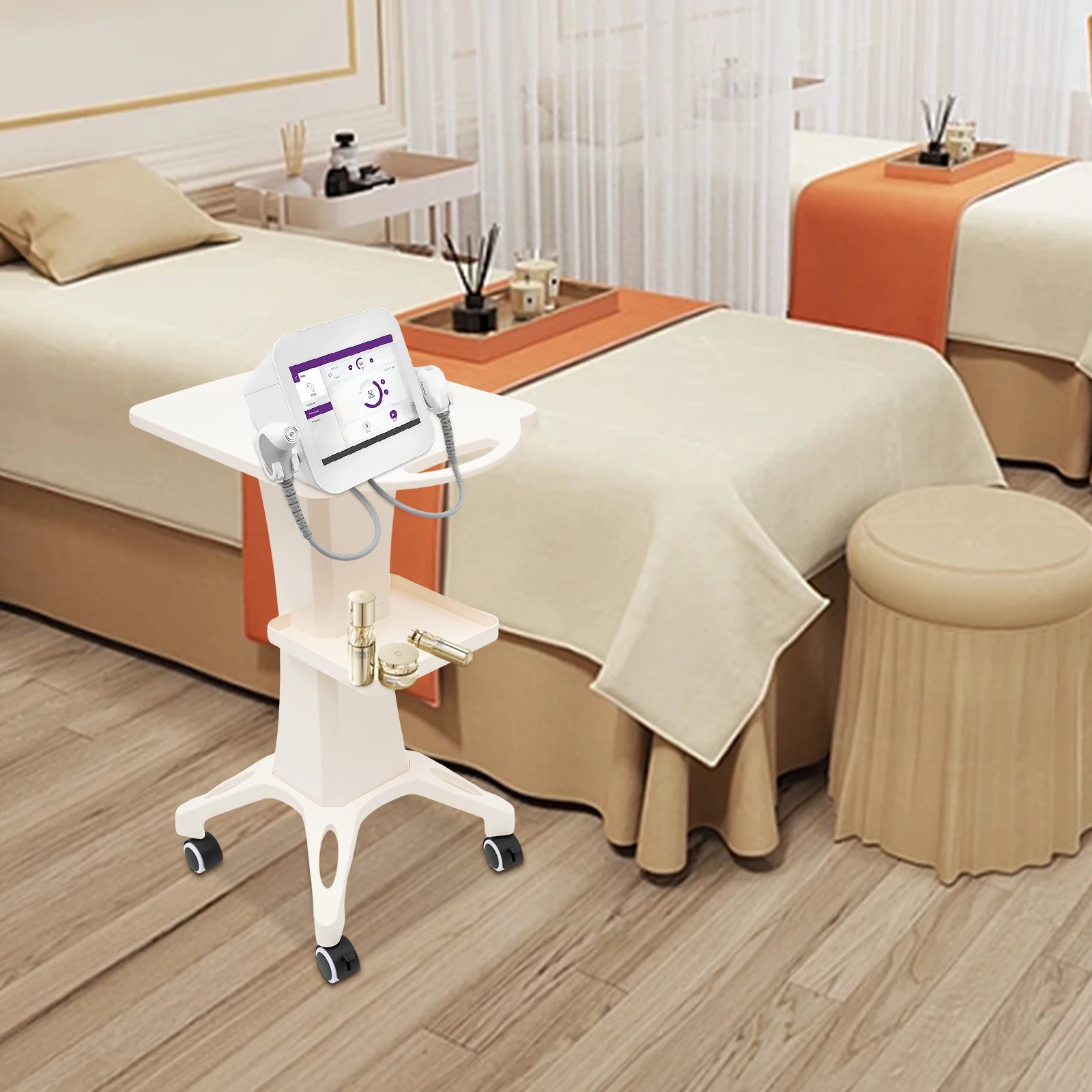 Beauty Salon Trolley ABS Anti Corrosion Storage Cart with 4 Wheels for Beauty Instruments Skincare Tools Mobile Organization