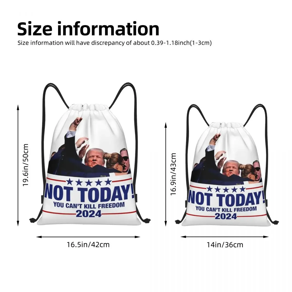 Not Today Trump Shooting Drawstring Bags Football Backpack Gym Sackpack Trump Assassination Fight For America String Bag