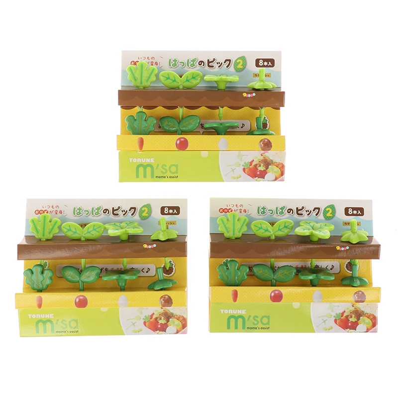 8 pz/set Bastoni di Plastica Home Party Decor Forchette Pick Cibo Stuzzicadenti Accessori Per Il Pranzo Forme di Foglia per I Bambini per Insalata Sandwich