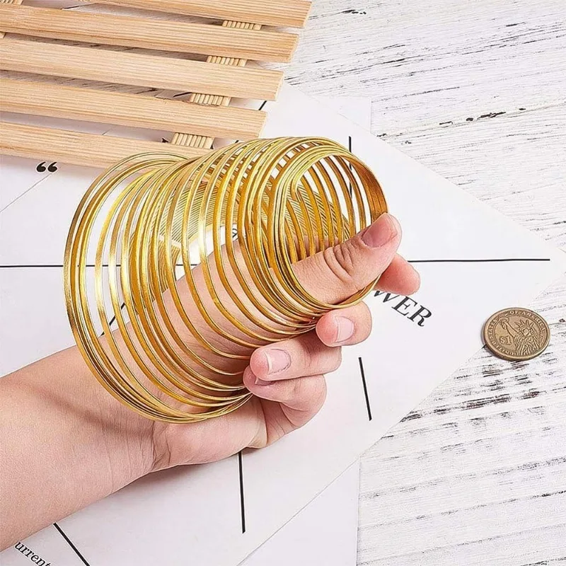 10m (33FT) 3mm Wide Gold Aluminum Flat Wire Anodized Flat Artistic Wire for Jewelry Craft Beading Making 5m/Roll