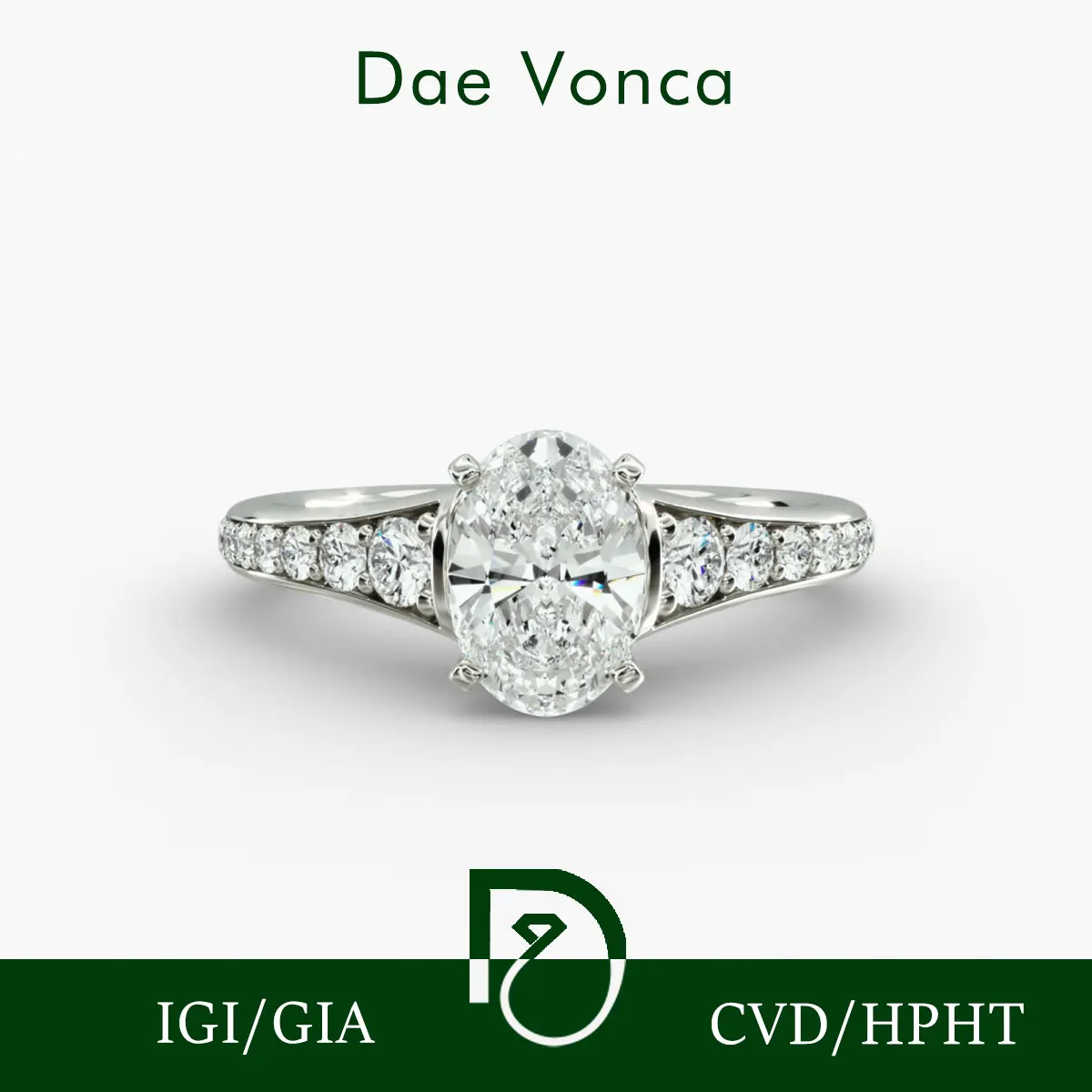 

Oval Cut Lab Grown Diamond Ring with Graduated Round Cut Diamond Band Metal Pt950/14K/18K White Gold For Engagement