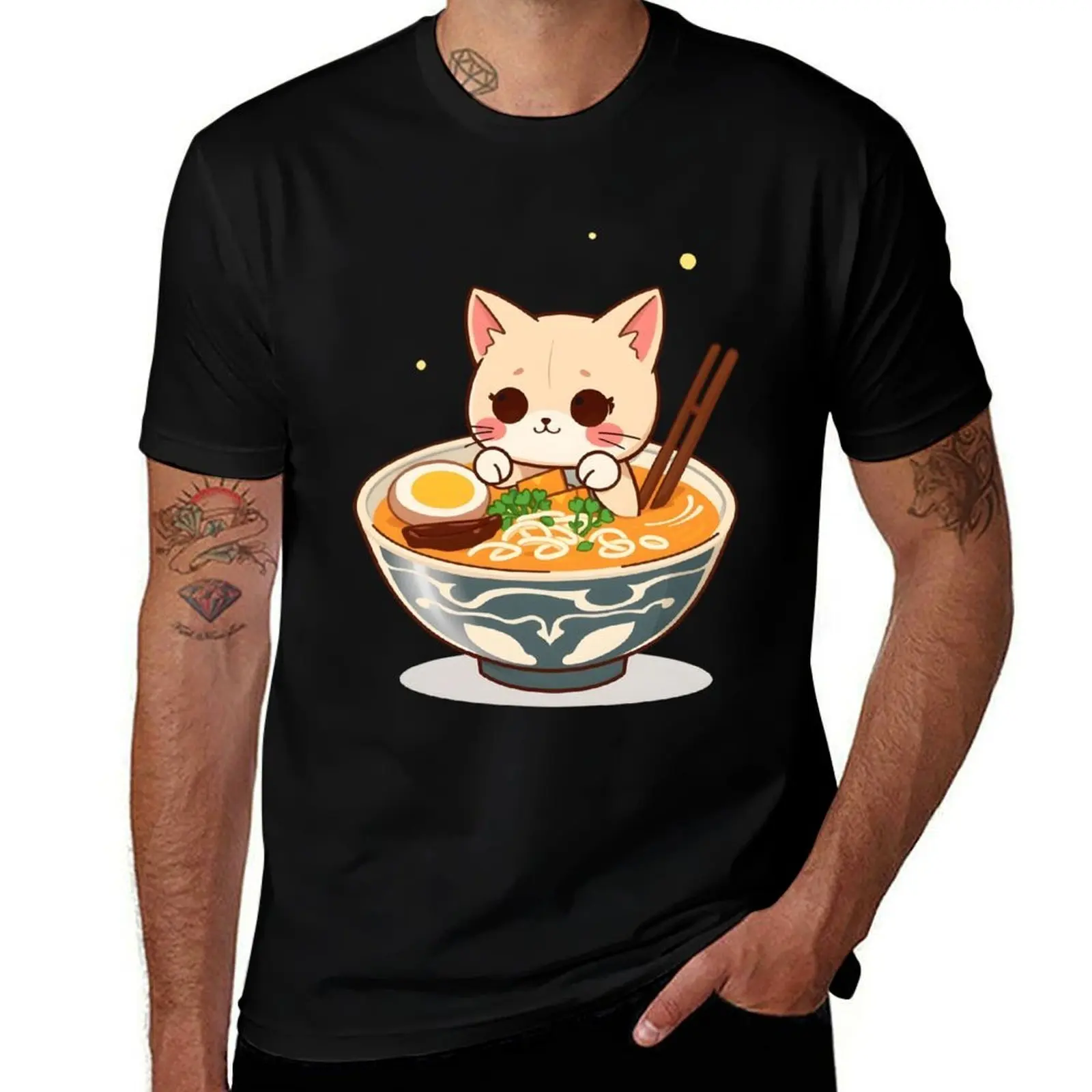 

Kawaii Ramen Cat Cute Noodle Bowl Design T-Shirt Personalized t-shirt anime figures anime compression shirt men