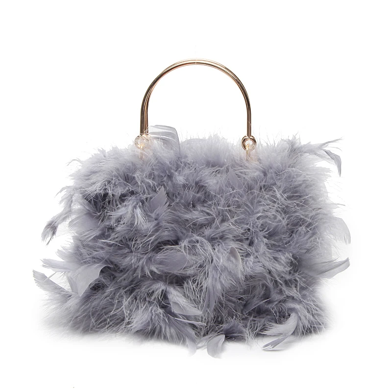 Luxury Real Ostrich Feather Evening Bags for Women Chain Shoulder Crossbody Bag Tassel Party Clutch Purse Wedding Bags